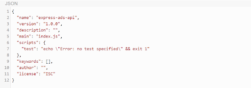 Content of package.json File